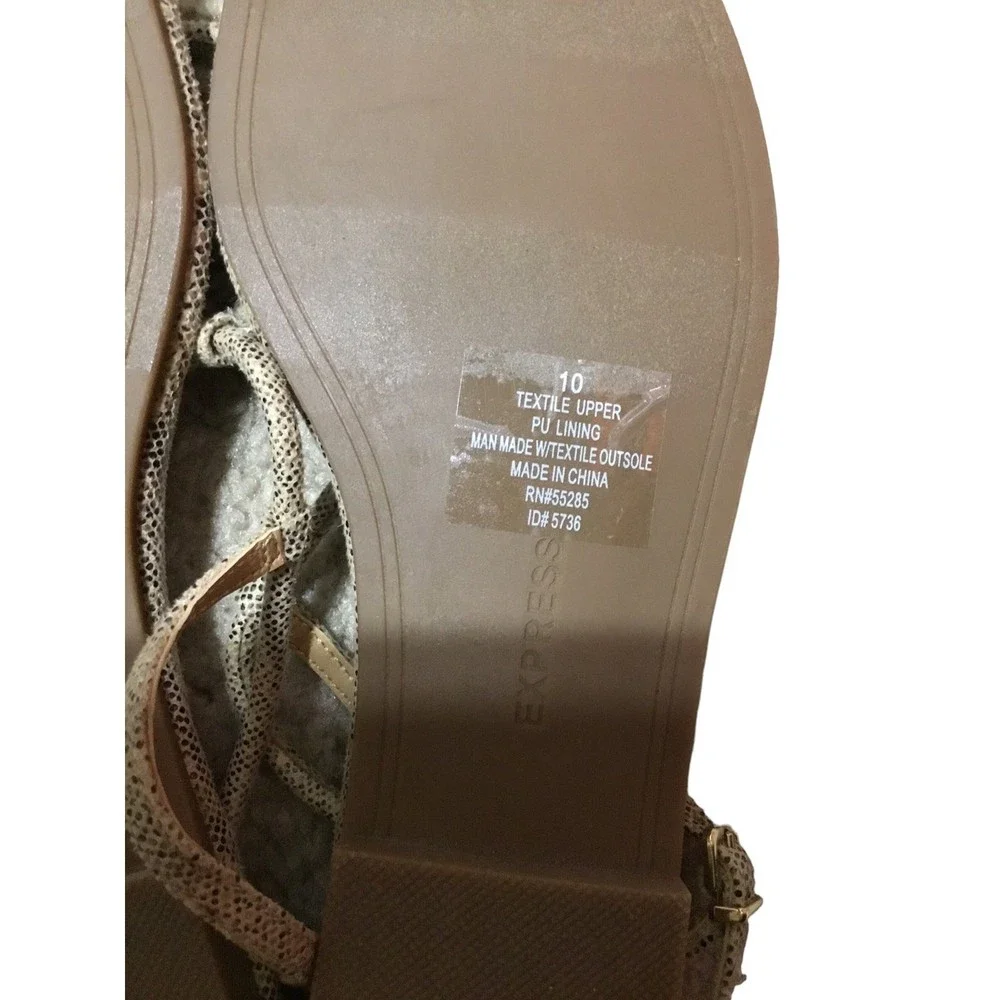 Express Black and Tan Snakeskin Sandals Size 10 NWOT